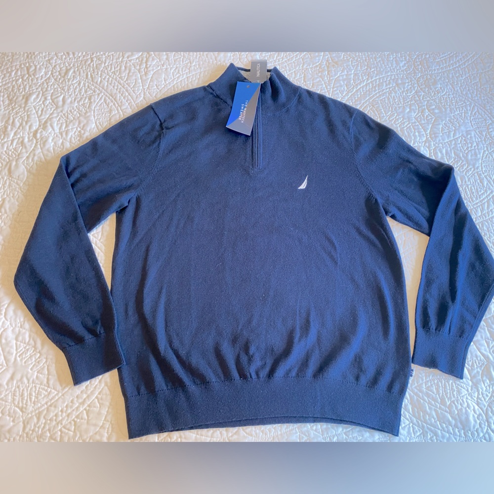Nautica Navy blue zip-up sweater size medium